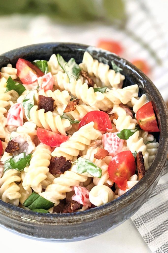 viral blt pasta salad recipe with bacon lettuce and tomato noodles recipe for summer bbq pasta salads