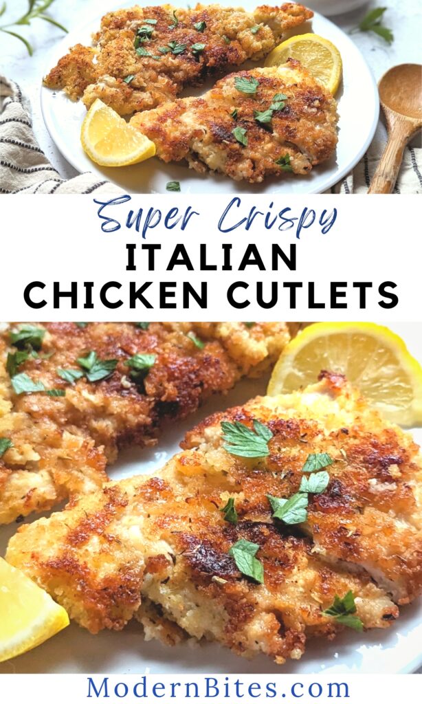 italian chicken cutlets recipe with parmesan cheese lemon and parsley to serve with pasta