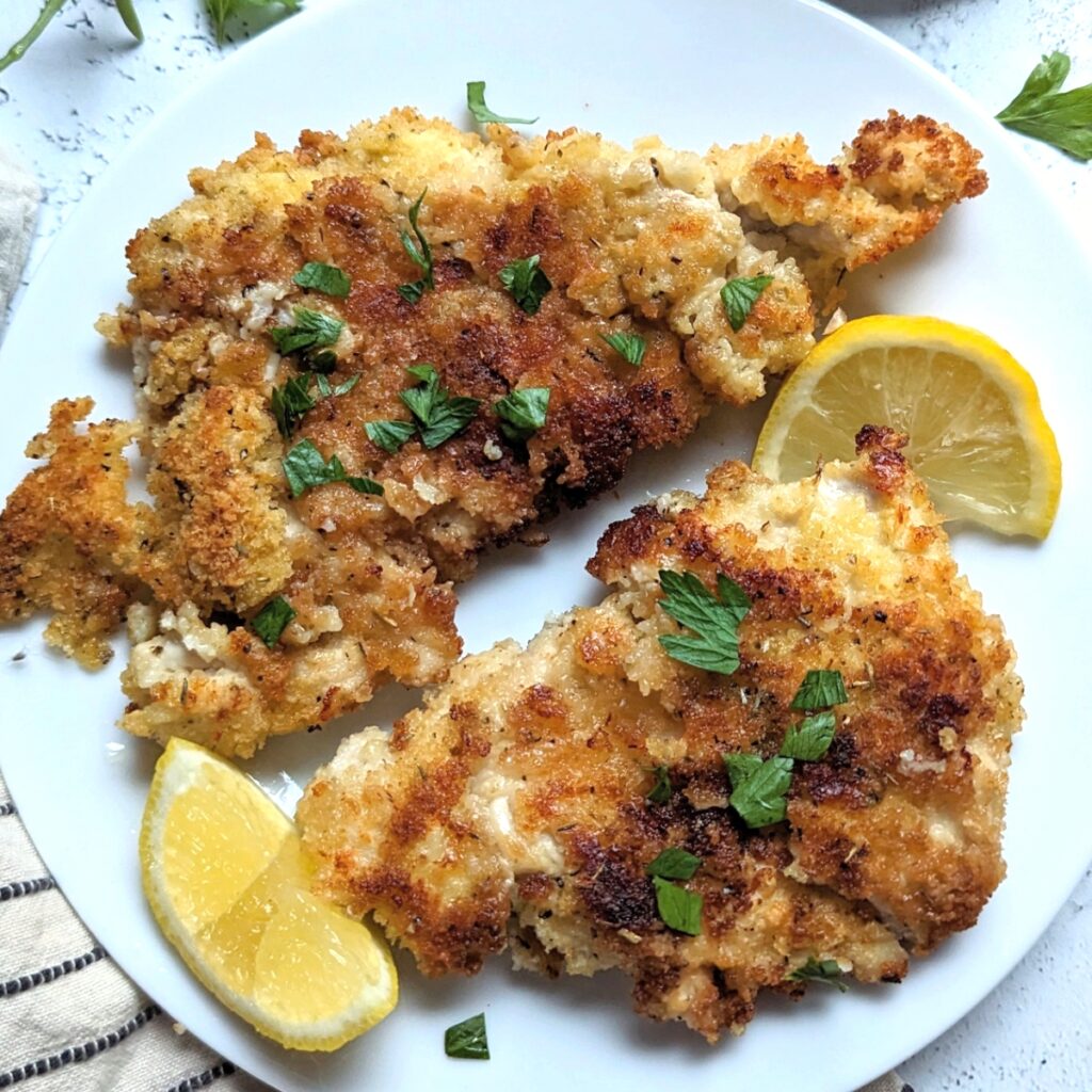 crispy Italian chicken breast cutlets recipe with lemon and parsley