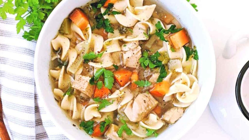 pressure cooker turkey noodle soup recipe with carrots celery dairy free soups