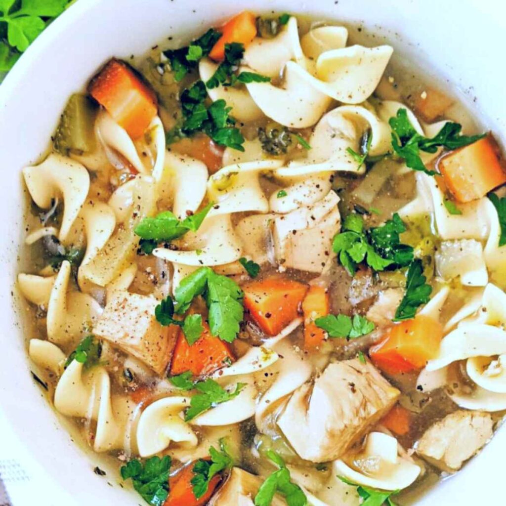 gluten free turkey noodle soup with egg noodles broad noodles no wheat healthy soup recipes for leftover turkey dairy free thanksgiving leftover turkey recipes