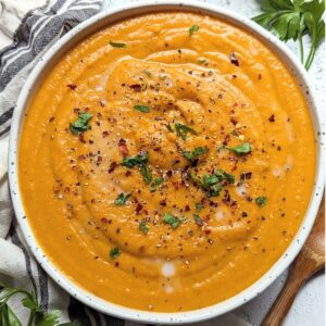 carrot sweet potato lentil soup recipe with cilantro smoked paprika and roasted red chili flakes