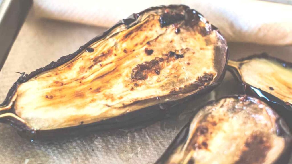 roasted eggplant for  baba ganouj with roasted eggplants and spices
