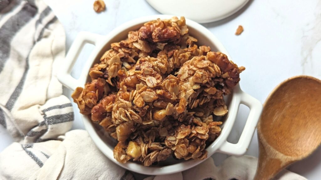 air fryer granola clusters recipe with honey oats flaxseeds vanilla walnuts and oats