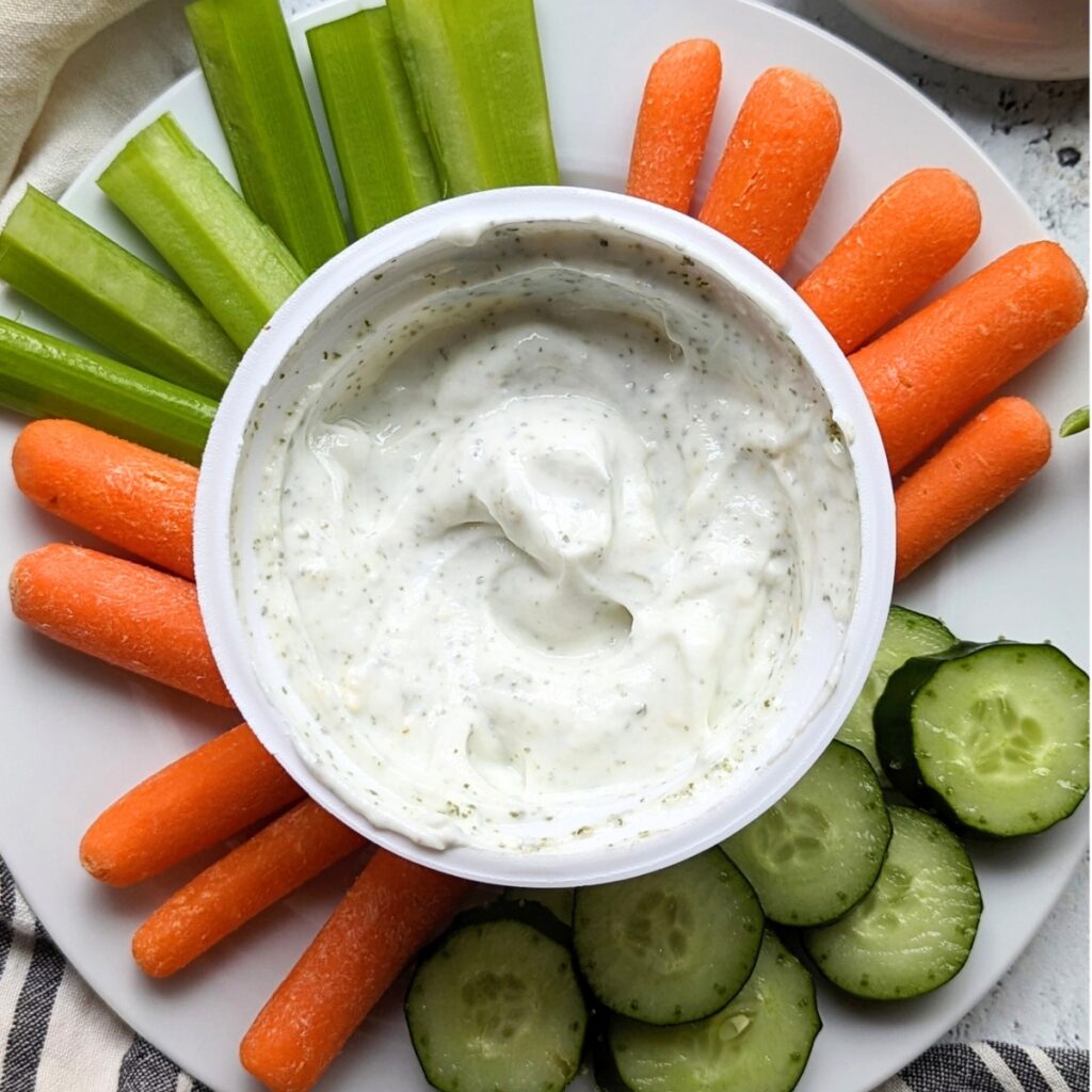 fat free ranch dip easy low carb keto dip recipe with carrots cucumbers and celery