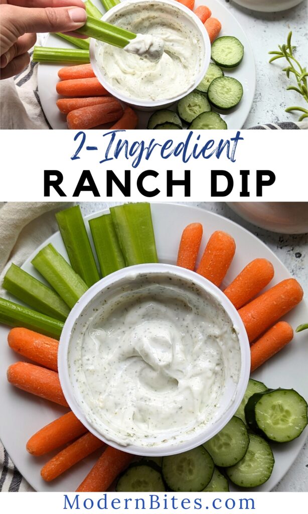 2 ingredient ranch dip with greek yogurt healthy veggie dip fat free and low carb