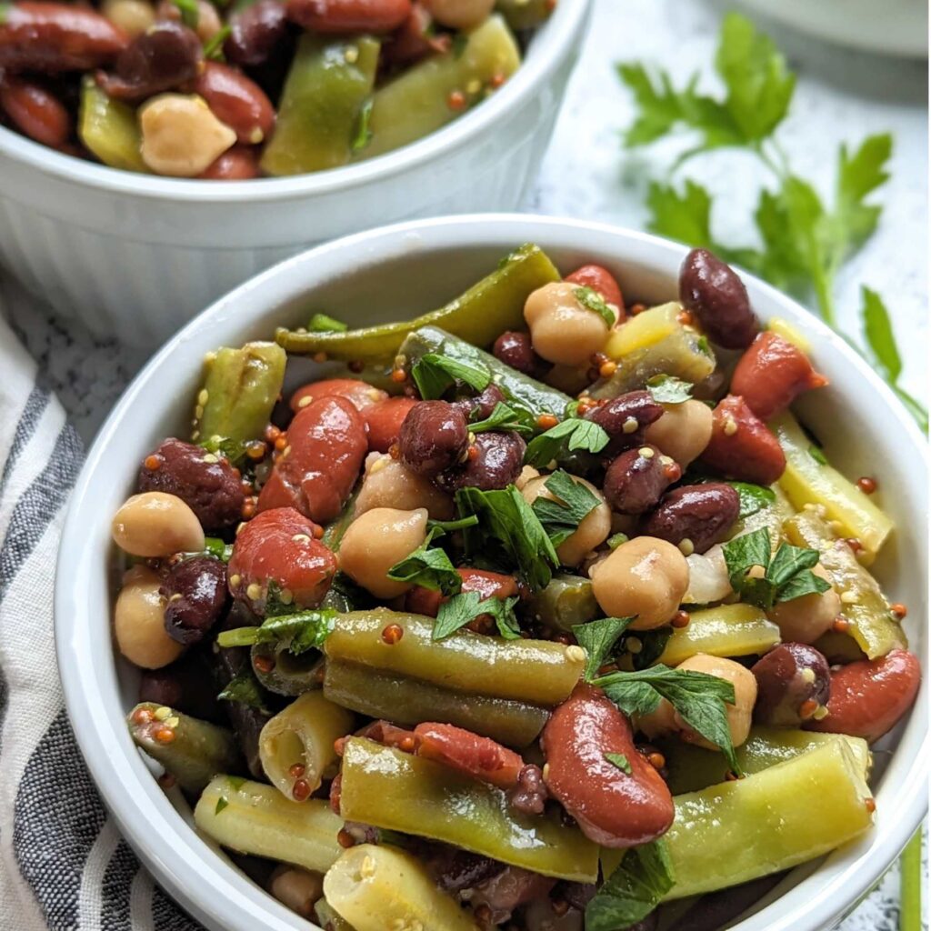 5 bean salad recipe with black beans chickpeas kidney beans and green and yellow wax beans