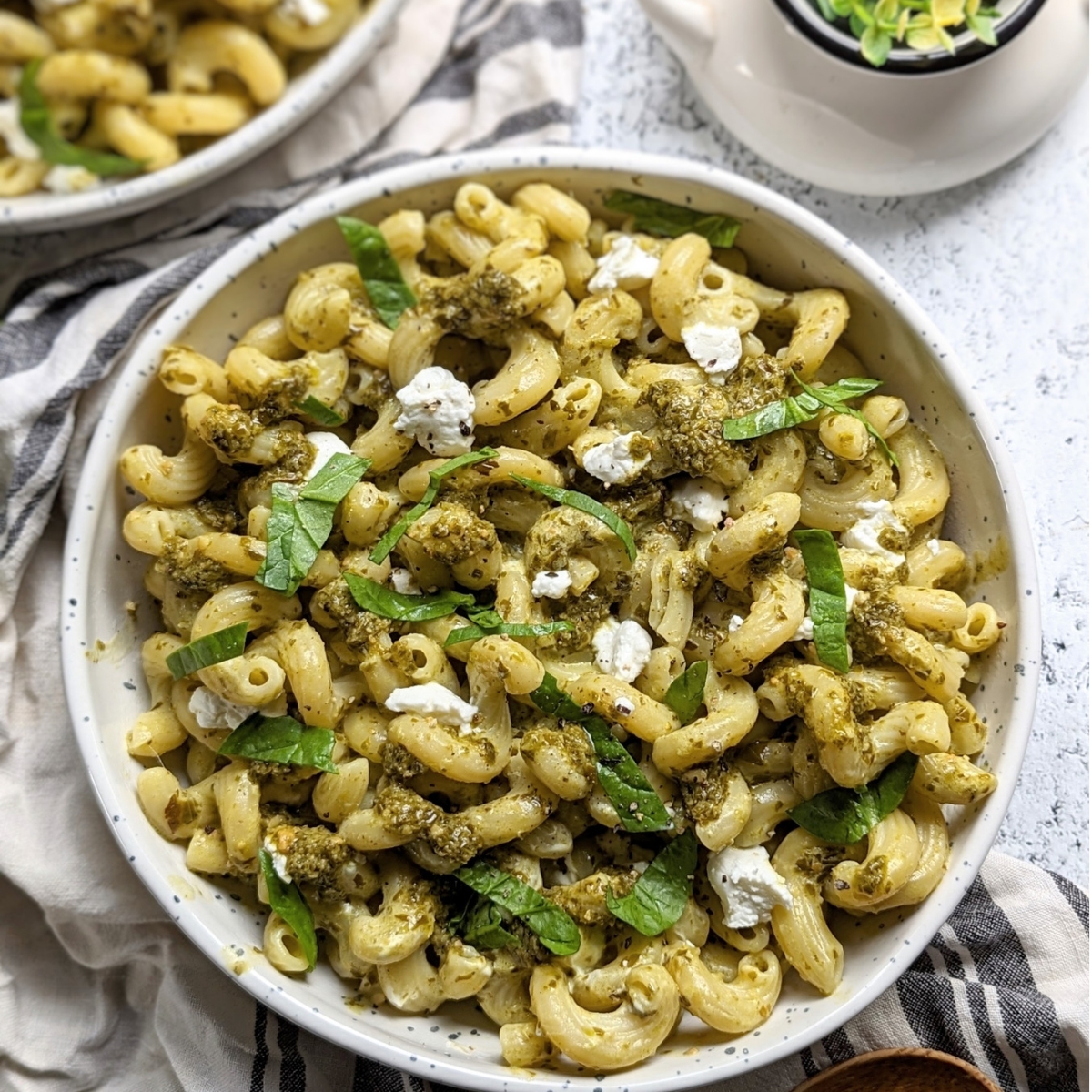 chevre pesto pasta with goat cheese recipes easy noodles tossed with fresh basil pesto garlic and goat's cheese