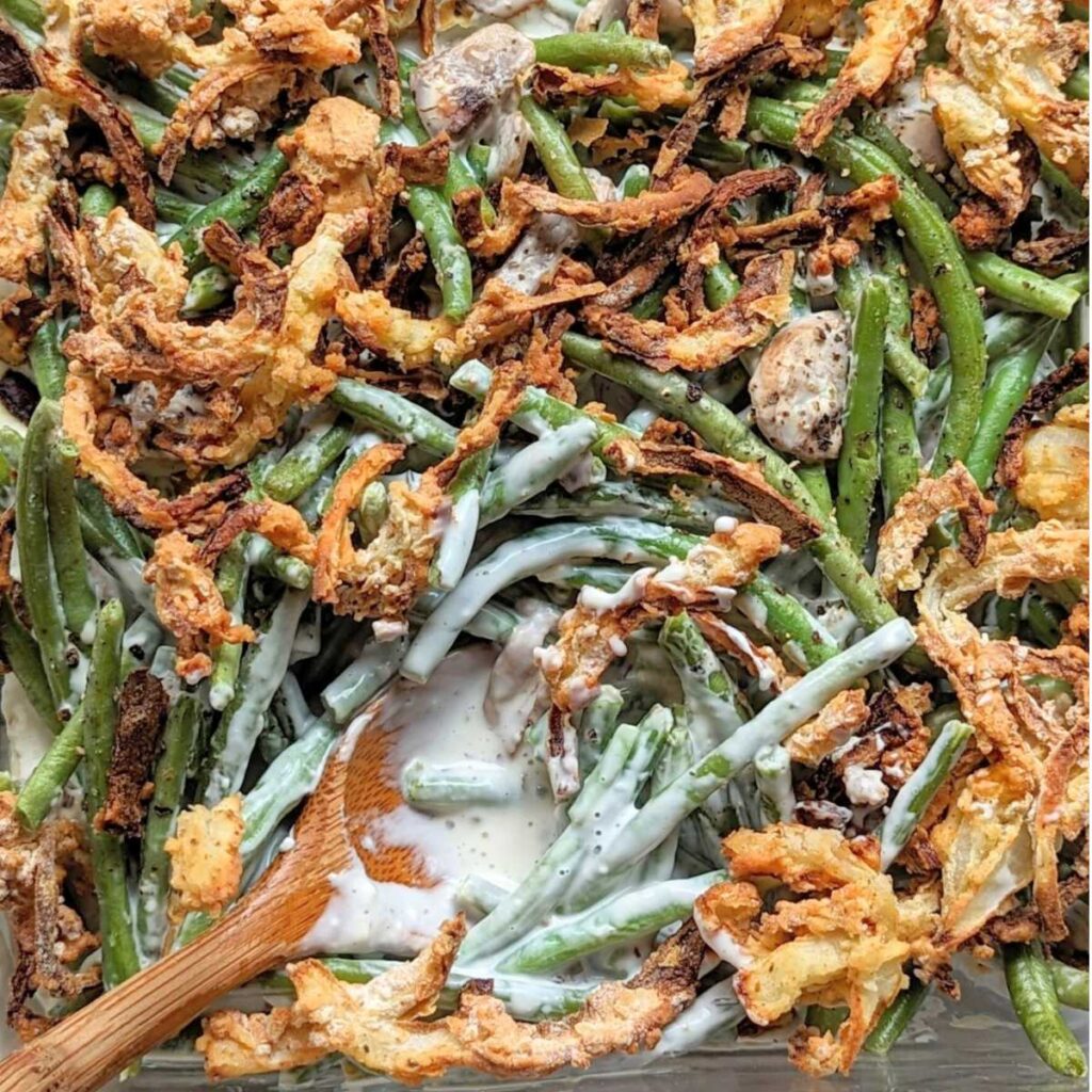cream cheese casserole with green beans and french fried onions homemade