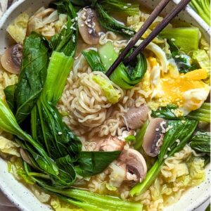 bok choy ramen recipe with egg and sesame seeds and baby bok choy soup