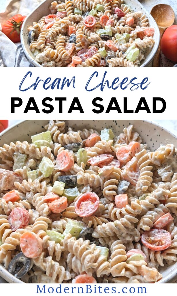 cream cheese dressing pasta salad recipe easy homemade pasta salad no mayo with carrots peppers olives and cherry tomatoes