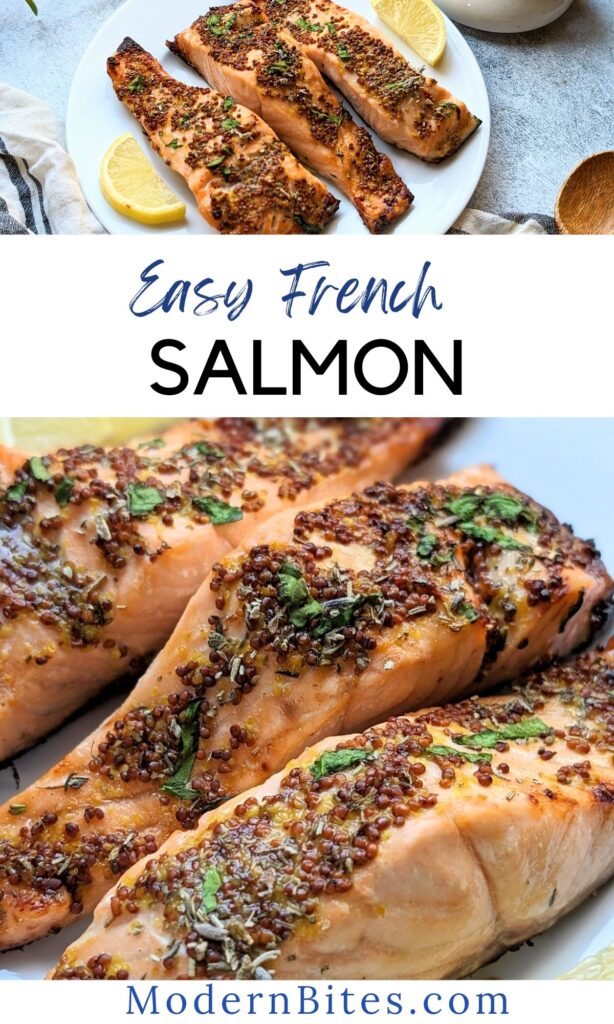 Easy French Salmon Recipe with Lemon Spinach Mustard Garlic and White Wine