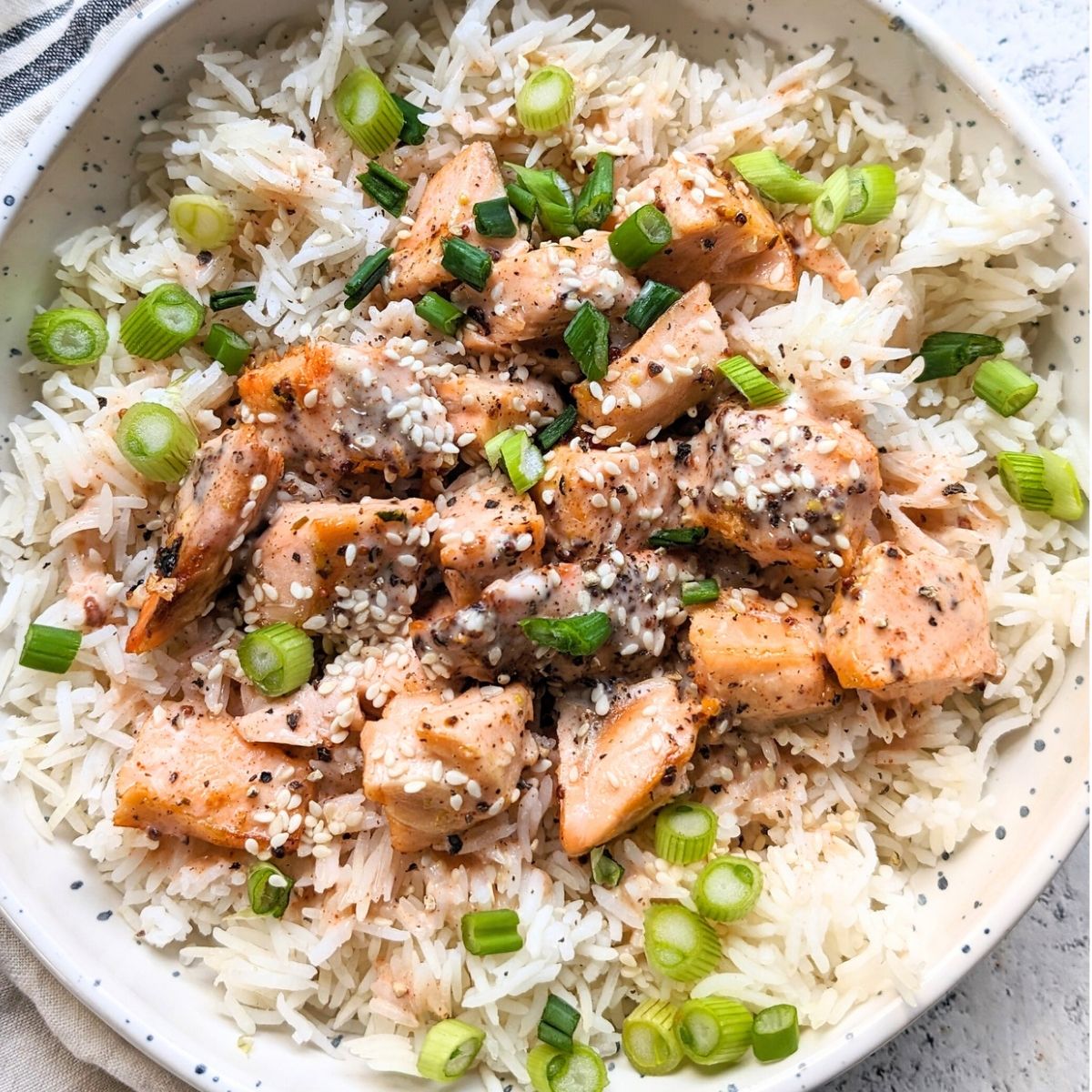 bang bang salmon recipe with white rice and green onions and sesame seeds recipes with bang bang sauce