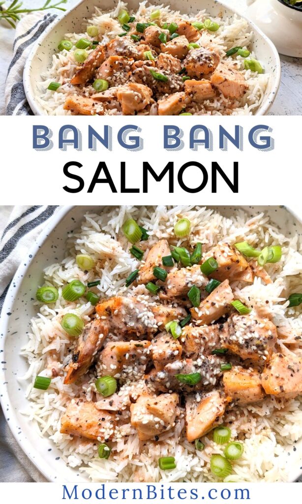 bang bang salmon bites easy salmon sushi bowl recipe with yum yum sauce and spicy salmon nuggets