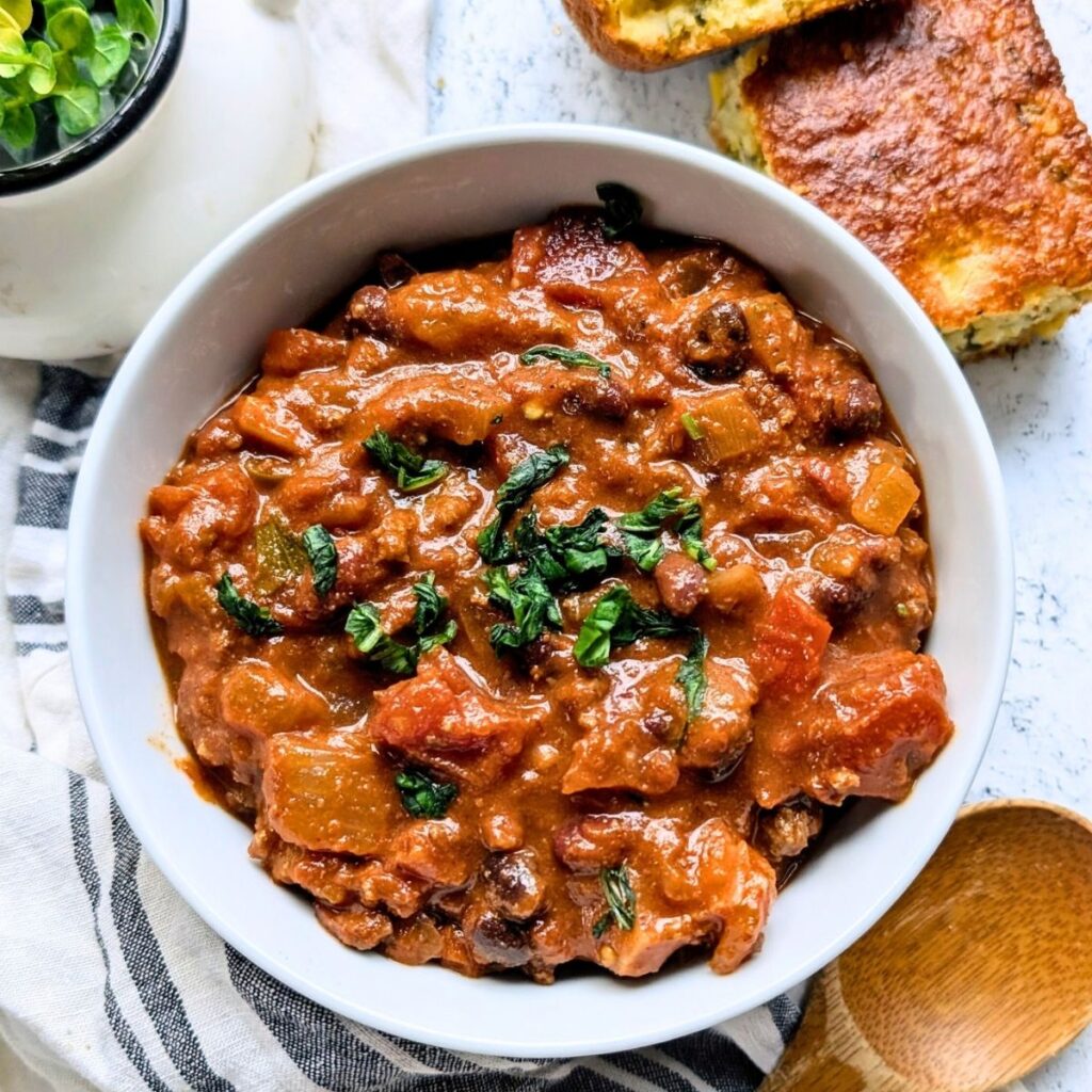 bison chili recipe buffalo meat chili recipe with beans, vegetables, and spices.