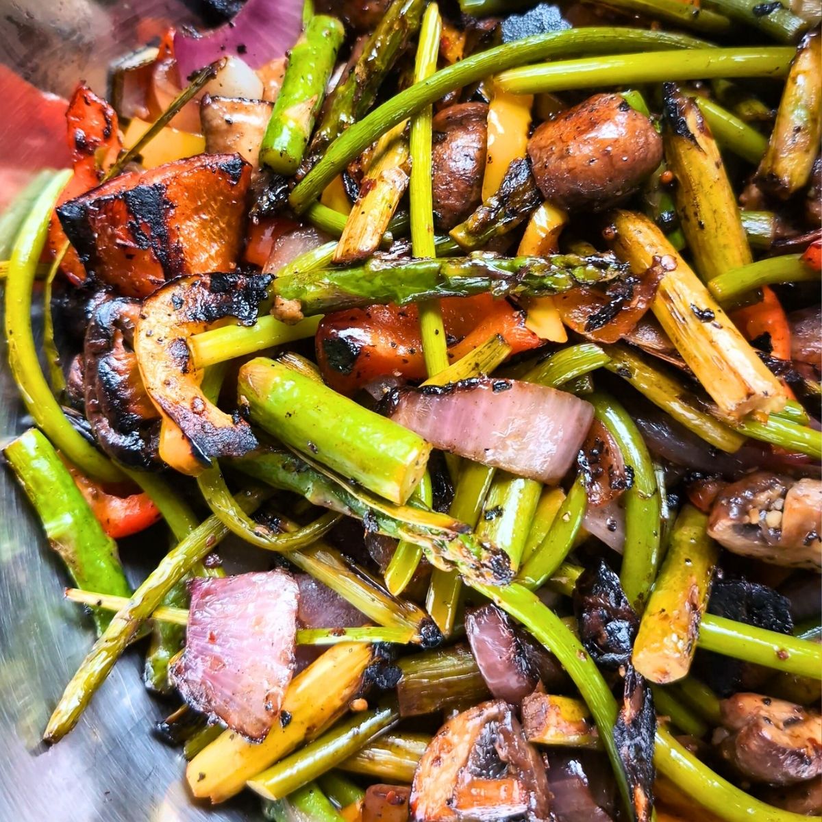 big green egg grilled vegetables with a nice smoky char