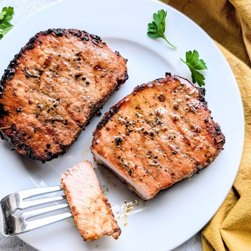 a fork and tender grilled pork chops on the big green egg high protein recipes