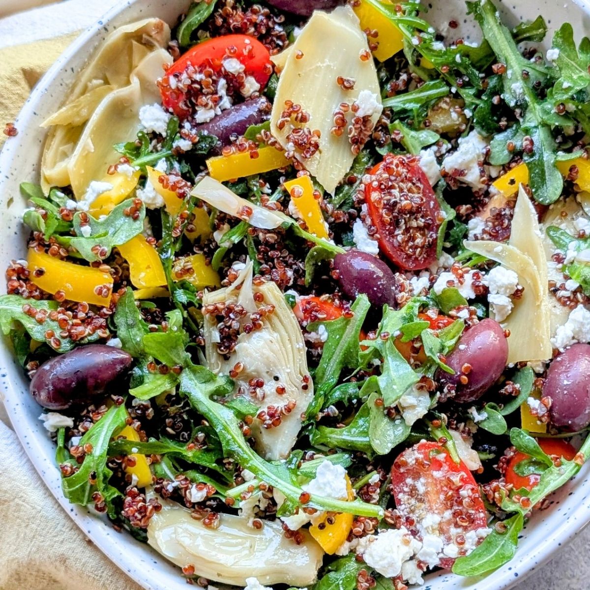 Red Quinoa Salad with Feta Cheese