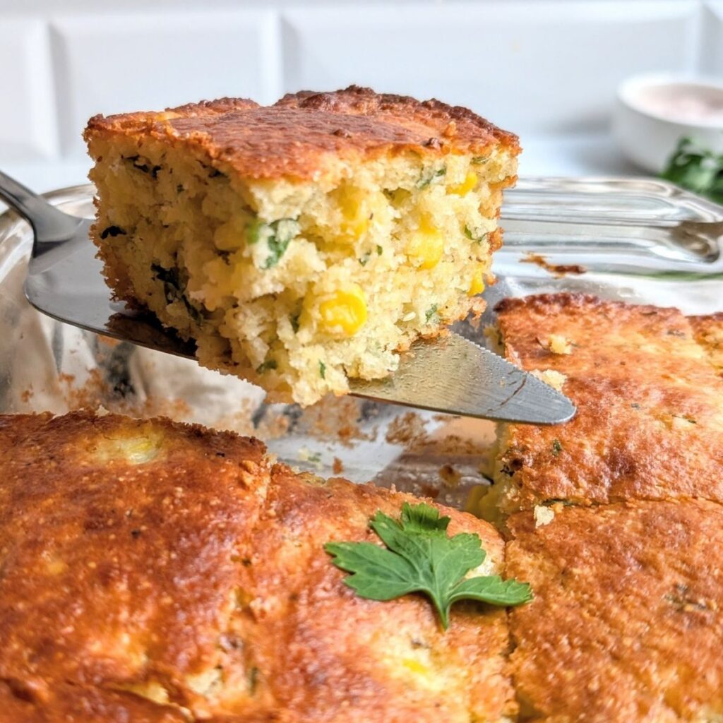 cilantro cornbread recipe with fresh chopped cilantro or coriander leaves and cornmeal