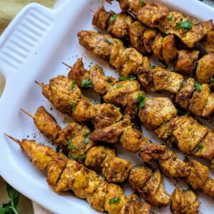 chicken shawarma oven recipe on skewers for entertaining and making at home