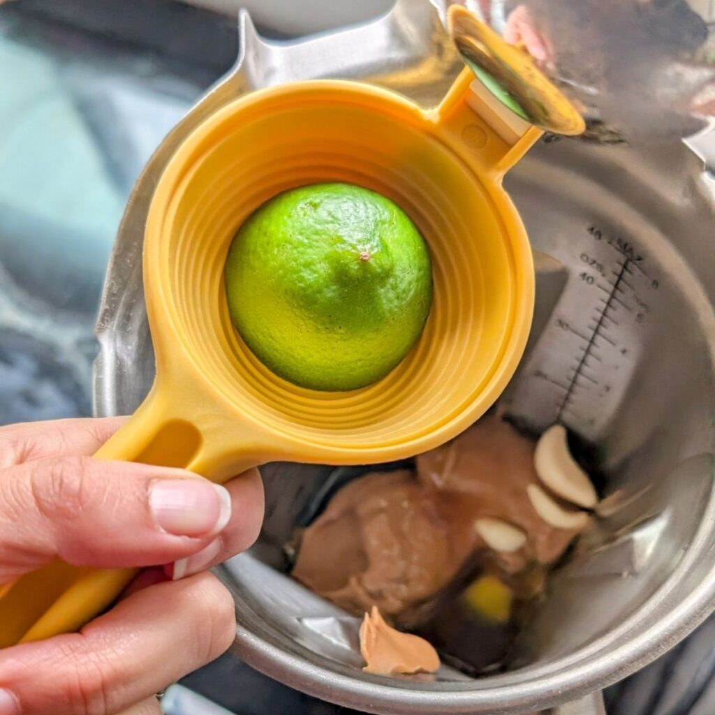 fresh lime juice in a blender to make a no stir peanut sauce 
