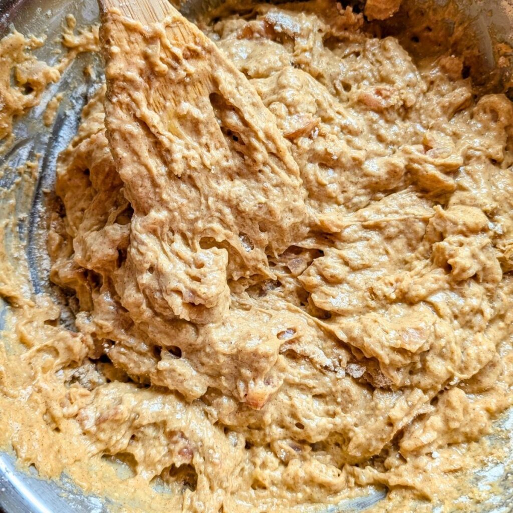 cake mix apple bread with fresh apples and apple pie mix together in a batter