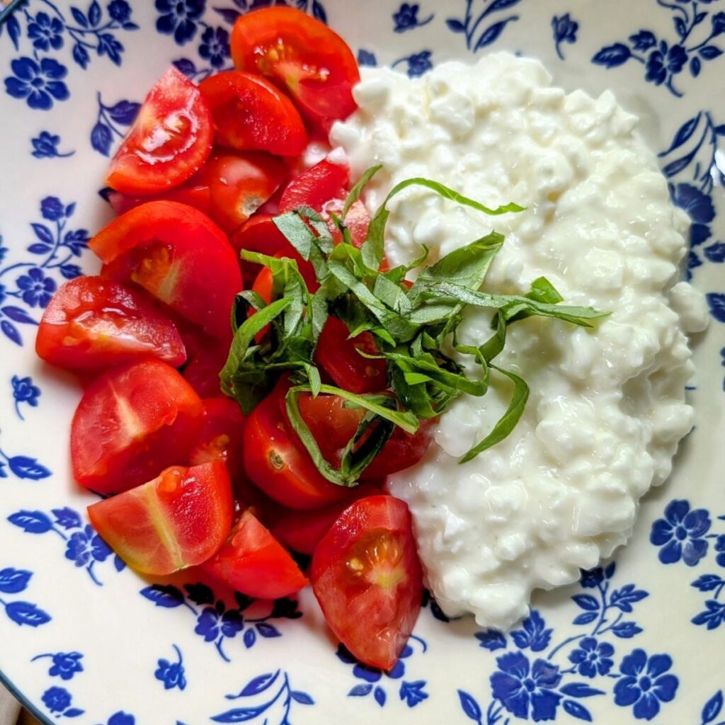 fresh sliced basil for cottage cheese and caprese salad