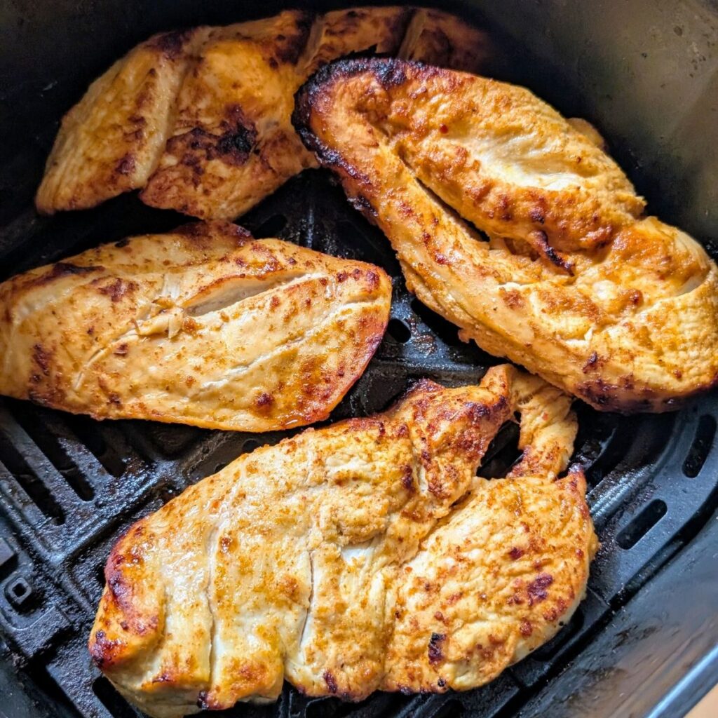 crispy mango chicken in the air fryer basket